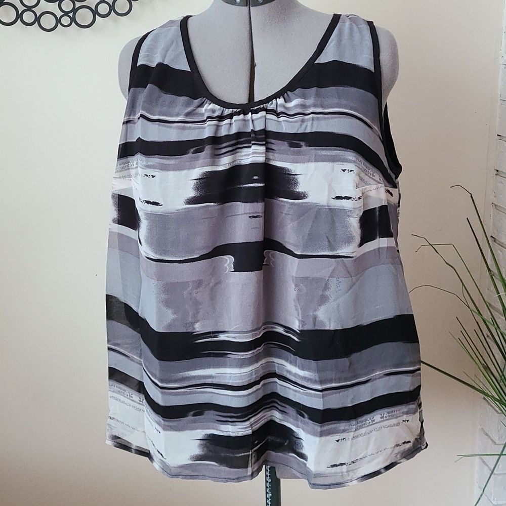 Dex Plus Size Grey Black Tank Top 2X